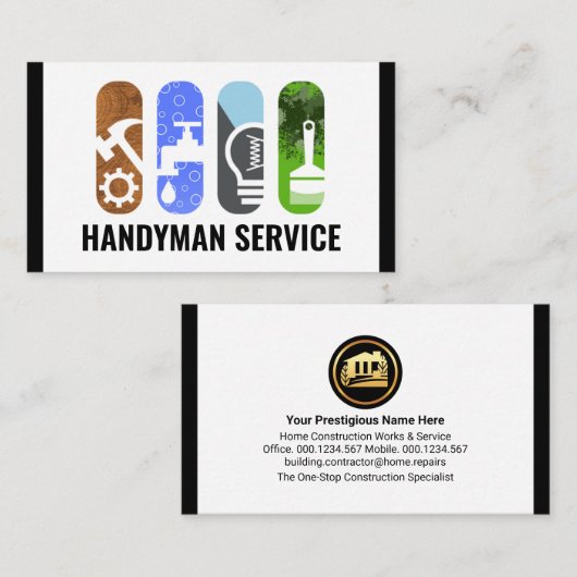 Creative Handyman-gereedschapspanelen Visitekaartje (Voorkant / Achterkant)