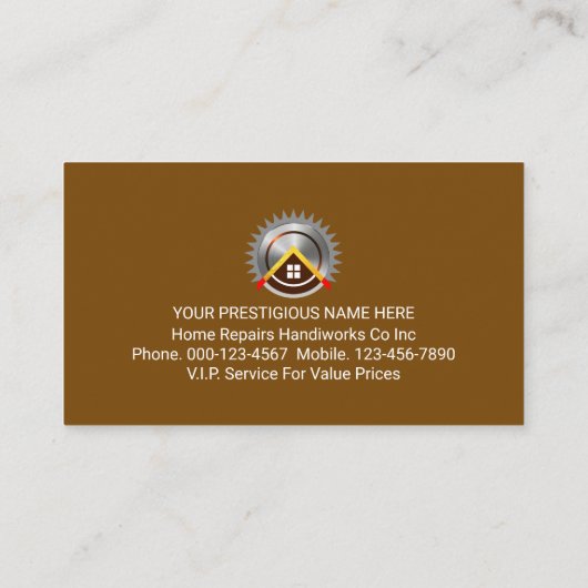 Creative Handyman Signage On Gold Layer Visitekaartje (Achterkant)