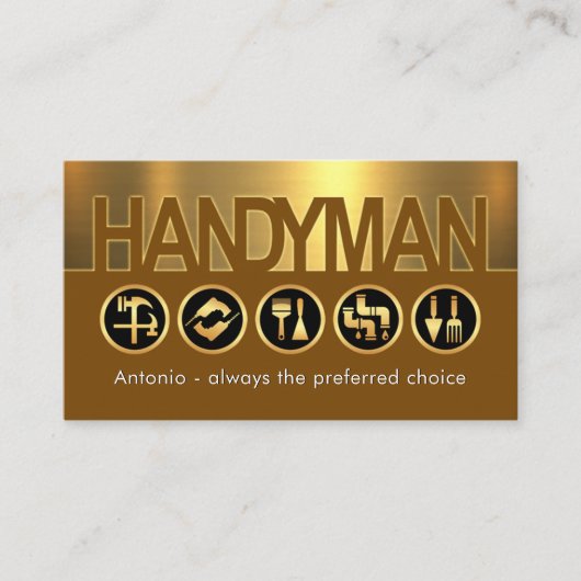 Creative Handyman Signage On Gold Layer Visitekaartje (Voorkant)