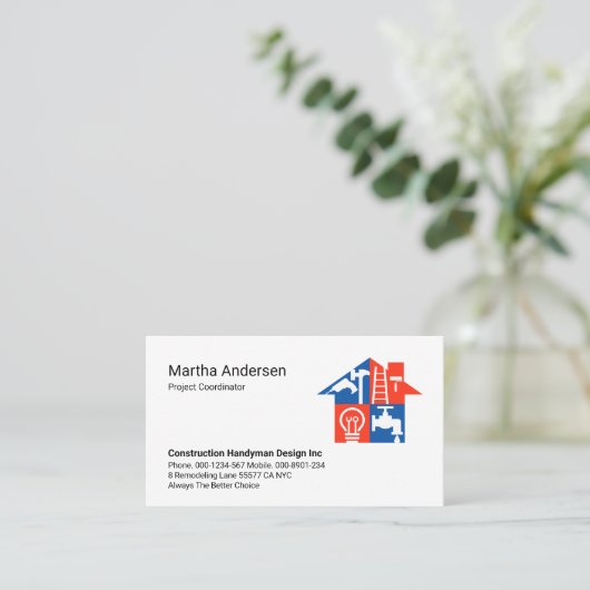 Creative Handyman Tools Building Roof Visitekaartje (Staand voorkant)