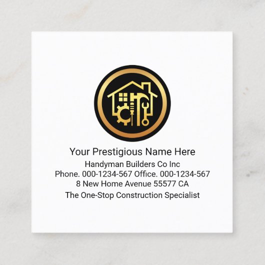 Creative Handyman Tools Building Vierkante Visitekaartje (Achterkant)