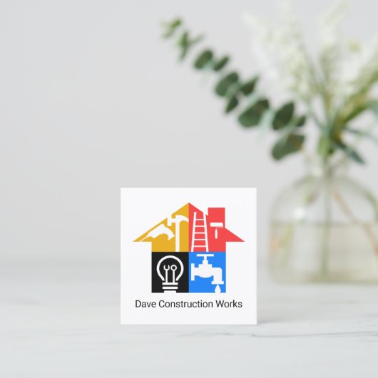 Creative Handyman Tools Building Vierkante Visitekaartje (Staand voorkant)