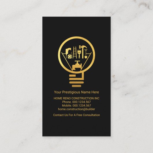 Creative Handyman Tools Bulb Visitekaartje (Achterkant)
