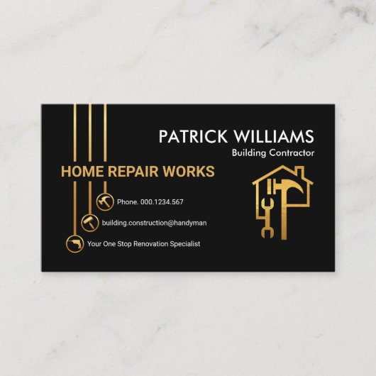 Creative Handyman Tools Button Builder Visitekaartje (Voorkant)