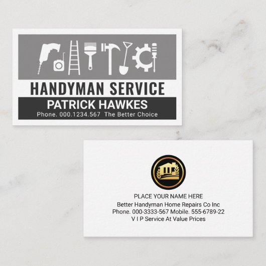 Creative Handyman Tools Grey Layers Visitekaartje (Voorkant / Achterkant)