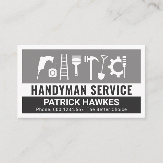 Creative Handyman Tools Grey Layers Visitekaartje (Voorkant)
