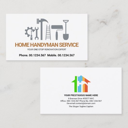 Creative Handyman Tools Motif Builder Visitekaartje (Voorkant / Achterkant)