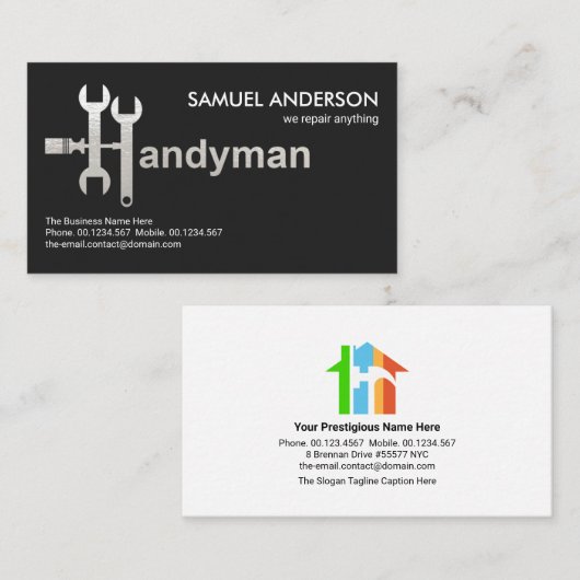Creative Handyman Tools Motif Handyman Signage Visitekaartje (Voorkant / Achterkant)