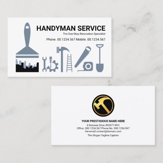 Creative Handyman Tools Remodeling Contractor Visitekaartje (Voorkant / Achterkant)