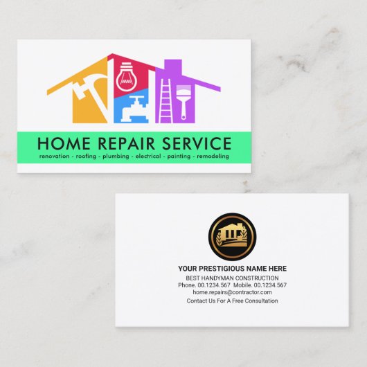 Creative Handyman Tools Roofing Visitekaartje (Voorkant / Achterkant)