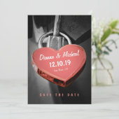 Creative Heart Shape Love Lock Save the Date (Staand voorkant)