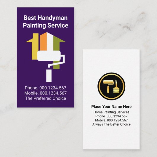 Creative Home Roller Brush Handyman Painter Visitekaartje (Voorkant / Achterkant)