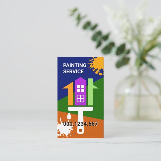 Creative House Paint Brush Visitekaartje (Staand voorkant)