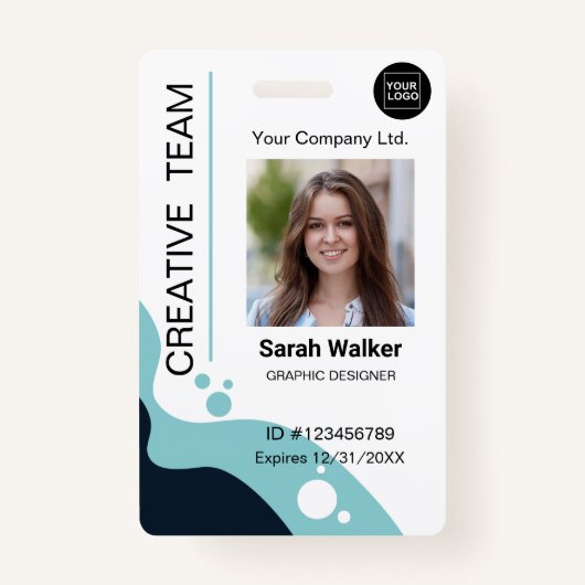 Creative ID Employee Photo Name light blue Badge (Voorkant)
