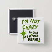 Creative Insane-toets Vierkante Button 5,1 Cm (Voorkant /achterkant)