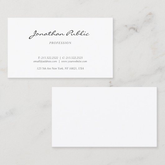 Creative Italic Script Modern Design Trendy Plain Visitekaartje (Voorkant / Achterkant)