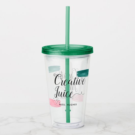 Creative Juice Typographic Pink & Green Abstract Acryl Drinkbeker (Voorkant)