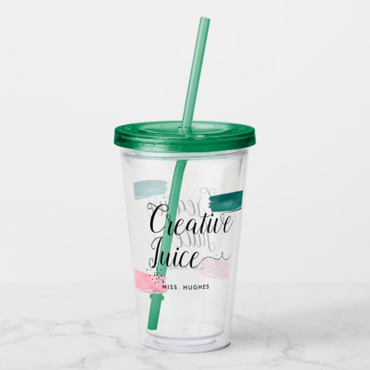 Creative Juice Typographic Pink & Green Abstract Acryl Drinkbeker (Achterkant)