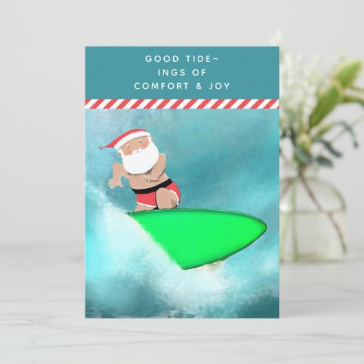 Creative kerstsurfbus feestdagenkaart (Staand voorkant)