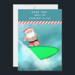 Creative kerstsurfbus feestdagenkaart<br><div class="desc">Grappig design van de Santa surfer en kerstlijn.</div>