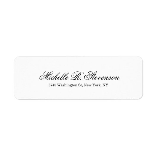 Creative Klassiek Script Plain Black White Etiket (Voorkant)