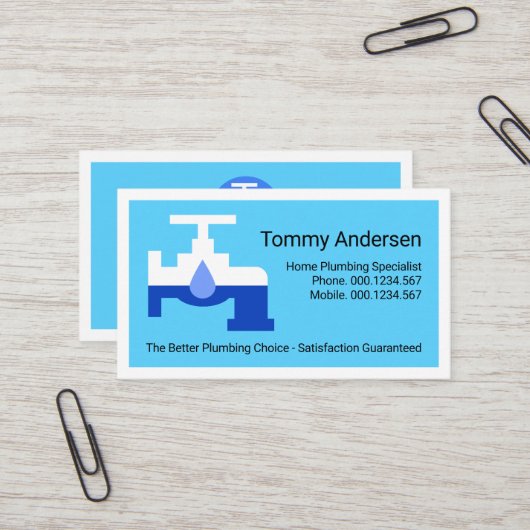 Creative Leaking Plumber Faucet White Border  Visitekaartje (Voorkant / Achterkant in situ)
