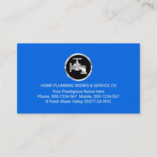 Creative Leaking Plumber Pipe Plumbing Works Visitekaartje (Achterkant)