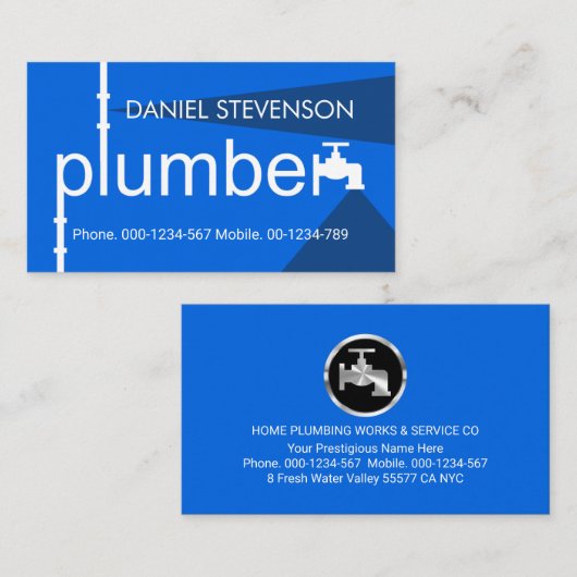 Creative Leaking Plumber Pipe Plumbing Works Visitekaartje (Voorkant / Achterkant)