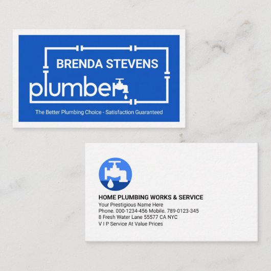 Creative Leaking Plumber Pipe System  Visitekaartje (Voorkant / Achterkant)