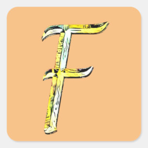 Creative Letter F Initiaal Monogram Vierkante Sticker