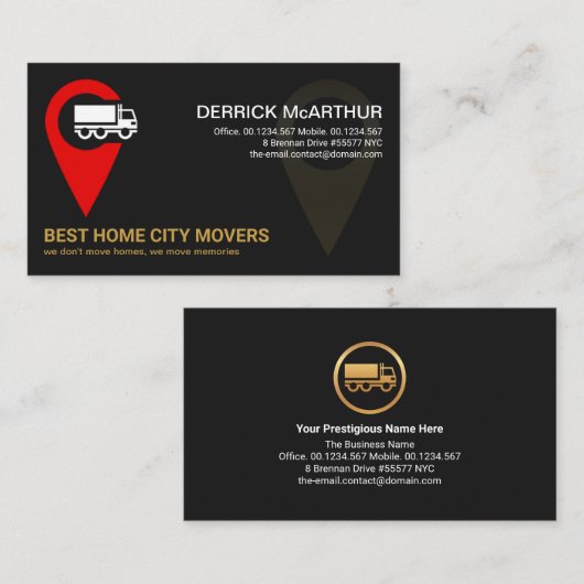 Creative Location Icon Home Logistic Movers Visitekaartje (Voorkant / Achterkant)