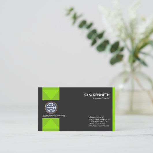 Creative Luminous Green Box Arrows Supply Chain Visitekaartje (Staand voorkant)