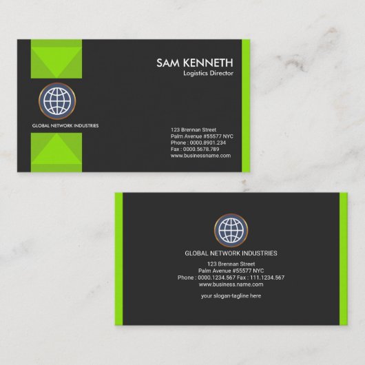 Creative Luminous Green Box Arrows Supply Chain Visitekaartje (Voorkant / Achterkant)