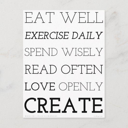 Creative Mantra Print Briefkaart (Voorkant)