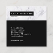 Creative Marble Black & White Square Visitekaartje (Achterkant)