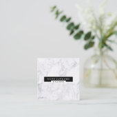 Creative Marble Black & White Square Visitekaartje (Staand voorkant)