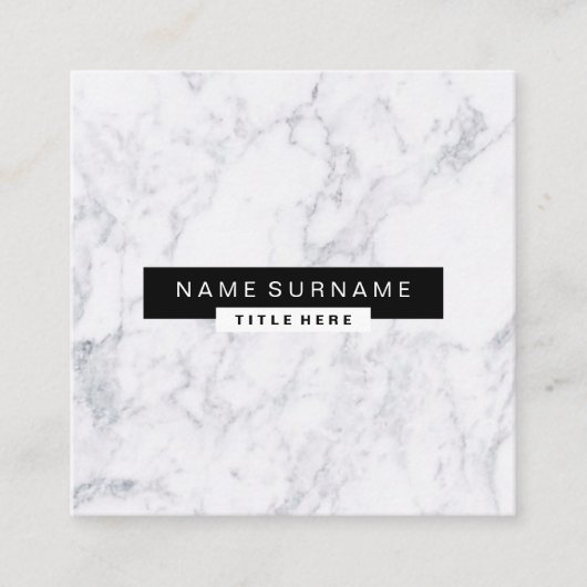 Creative Marble Black & White Square Visitekaartje (Voorkant)