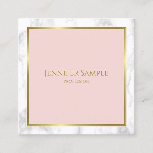 Creative Marble Gold Blush Pink Moderne Sjabloon Vierkante Visitekaartje (Voorkant)