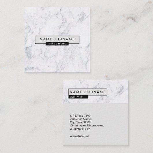 Creative Marble Light Grey Square Visitekaartjes (Voorkant / Achterkant)