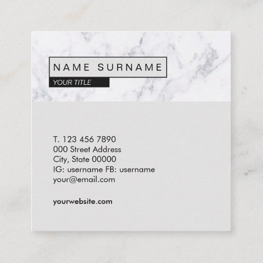 Creative Marble Light Grey Square Visitekaartjes (Achterkant)