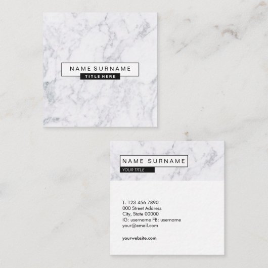Creative Marble White Square Visitekaartjes (Voorkant / Achterkant)
