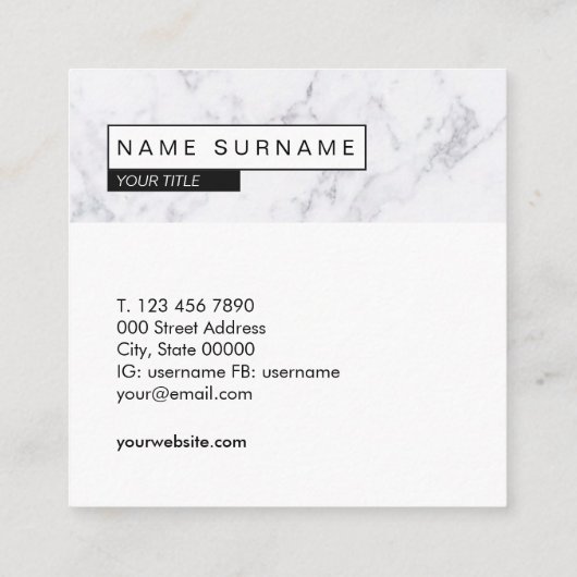 Creative Marble White Square Visitekaartjes (Achterkant)