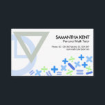 Creative Mathematics Symbols Motif Wiskunde Tiller Visitekaartje<br><div class="desc">Een creatief pastelkleurig wiskunde symbool motief. Bovenaan staat je prestigieuze naam en functie naast de contactgegevens. Er bevindt zich een onderliggend gouden "pi"-logo aan de linkeronderhoek van de kaart, indien u dit wenst te gebruiken, gelieve deze in te schakelen. Overleaf, is de gouden "pi"logo bij de bovenkant gevolgd door uw...</div>