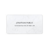 Creative Minimal Modern White Marble Plain Address Etiket (Voorkant)
