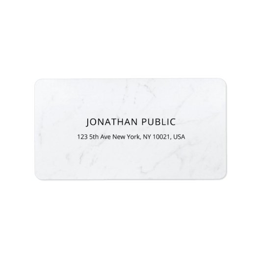 Creative Minimal Modern White Marble Plain Address Etiket (Voorkant)