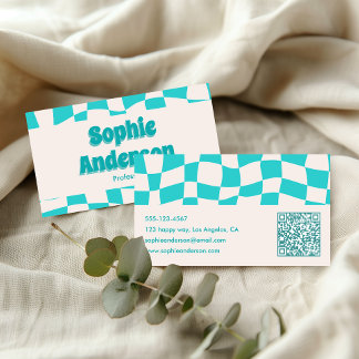 Creative Minimal Professional Modern Teal Wavy Visitekaartje