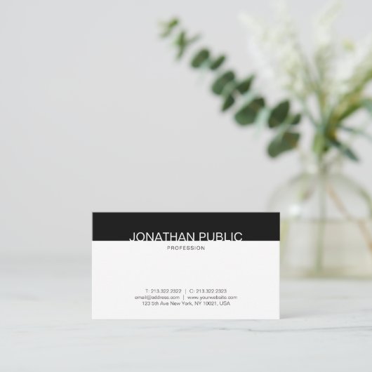 Creative minimalist Black and White Trendy Plain Visitekaartje (Staand voorkant)