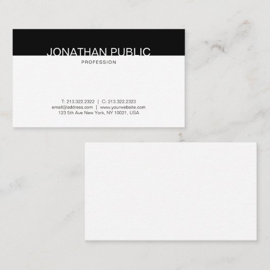 Creative minimalist Black and White Trendy Plain Visitekaartje (Voorkant / Achterkant)