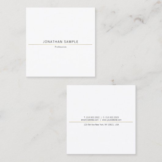 Creative minimalist Design Gold Plain Luxury Vierkante Visitekaartje (Voorkant / Achterkant)