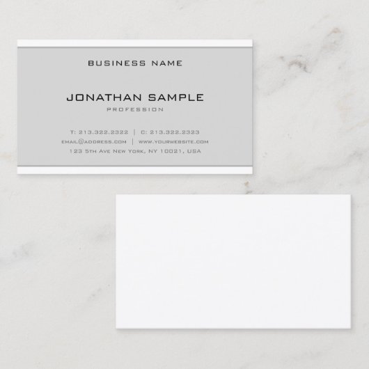 Creative minimalist Design Modern Clean Grey White Visitekaartje (Voorkant / Achterkant)